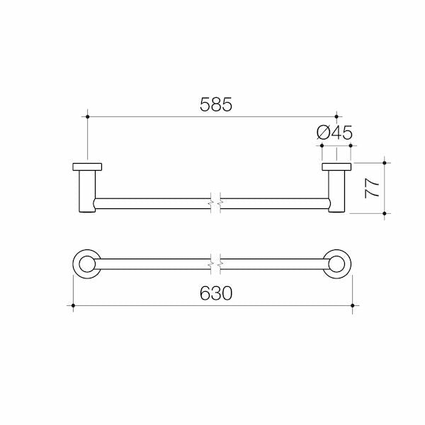 Caroma Cosmo Metal Single Towel Rail 630mm - Matte Black