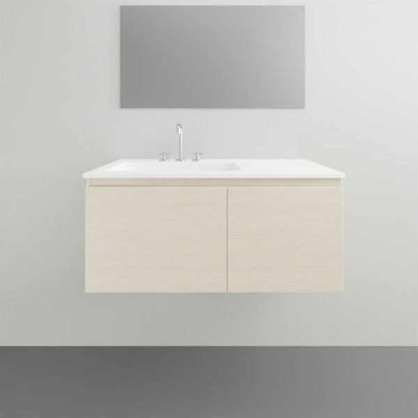 ADP Glacier Lite Door and Drawer Slim Vanity with Cast Marble Top - 900mm Left Bowl | The Blue Space