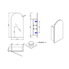 Technical Drawing - Cassa Design Arch Shaving Cabinet Matte White - The Blue Space