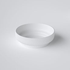 Bao Concertina fluted 400mm above counter basin in matte white ceramic