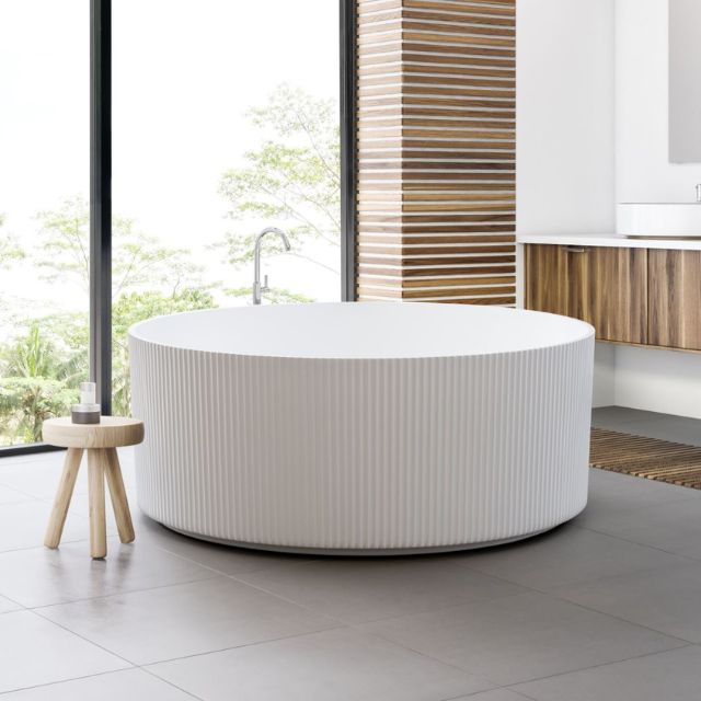 Bao Fluted Round 1500mm Freestanding Bath in Matte White