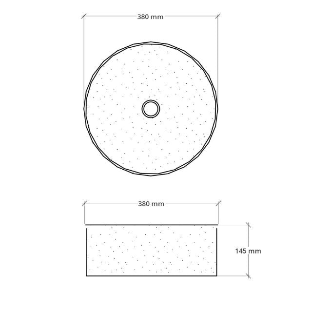 Bao Round 380mm Above Counter Diamond Embossed Basin in Matte White Textured Finish Dimensions - The Blue Space