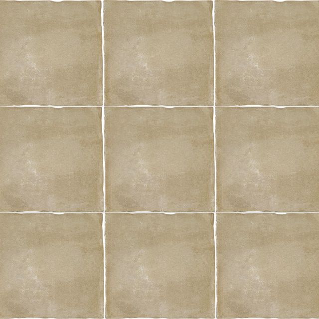 Beige Malee Satin Hand Made Spanish Ceramic Tile 130 x 130 x 8mm