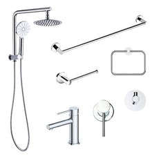 Chrome Bathroom Tapware and bathroom accessories Package. Save with bathroom packages - Indigo Alisa and Indigo Ciara