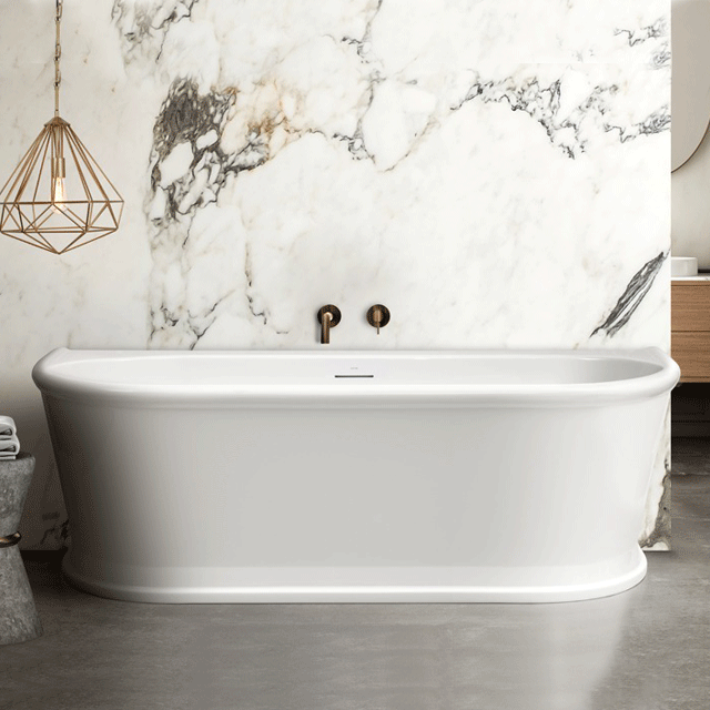 Decina Oxford 1700mm Back-To-Wall Freestanding Bath with Overflow