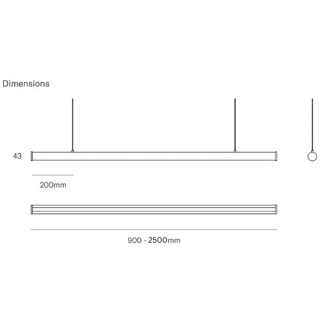 Fluxwood Roller Timber Linear Pendant Light Line Drawing - The Blue Space