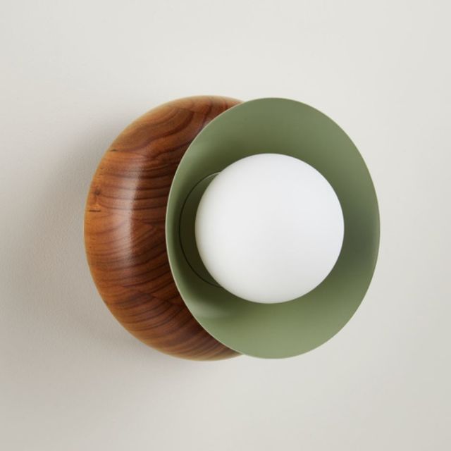 Fluxwood Sibling Timber Wall Light Tasmanian Blackwood and Green - The Blue Space