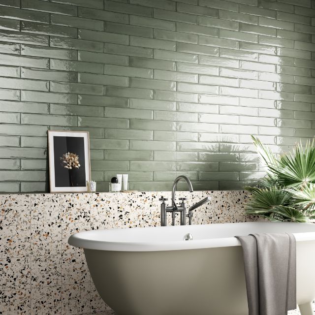 Aqua Theo Subway Tile 75 x 400mm Italian Porcelain