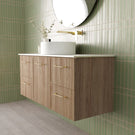 Marquis Hamilton 1200mm Centre Bowl Wall Hung Vanity in Prime Oak FInish Profile - The Blue Space