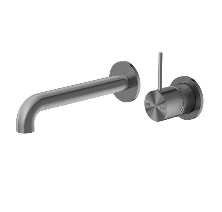 Nero Mecca Wall Basin Mixer Sep BP Handle Up 230mm Spout Gun Metal | The Blue Space