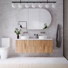 Ingrain Contoured Ash Wall Hung Vanity 1500 Double Basins with 4 drawers