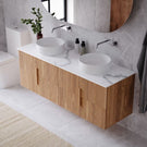 Ingrain Contoured Ash Wall Hung Vanity 1500 Double Basins with 4 drawers