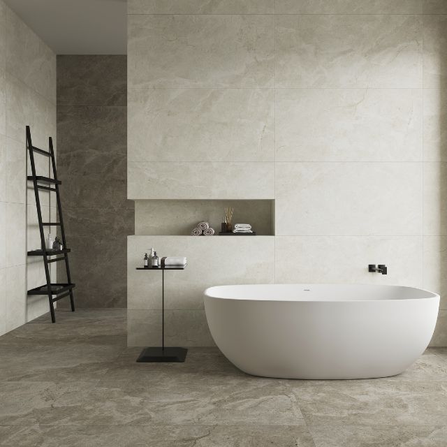 Ivory Tilly Tundra Stone Tile Matte Tech Grip 600 x 1200 x 10mm Porcelain