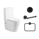 Matte Black Powder Room Package with back to wall toilet and matte black indigo high quality bathroom accessories at an affordable package price. 