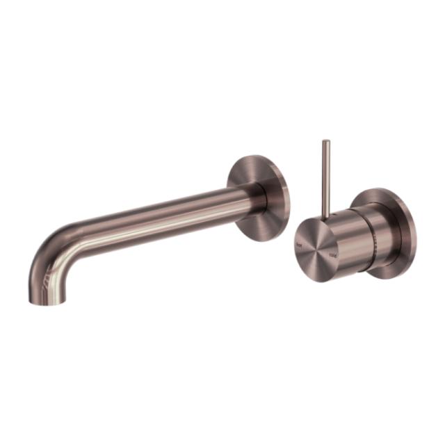 Nero Mecca Wall Basin Mixer (handle up) - Brushed Bronze