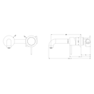 Technical Drawing: Nero Mecca Wall Basin Mixer Sep BP Handle Up 185mm Spout Gun Metal