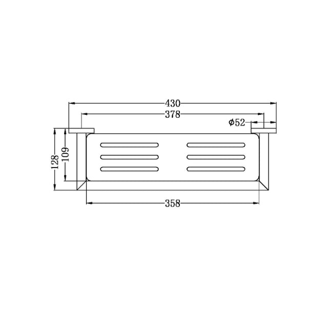 Technical Drawing Nero Dolce Metal Shower Shelf Matte Black NR3687aMB | The Blue Space