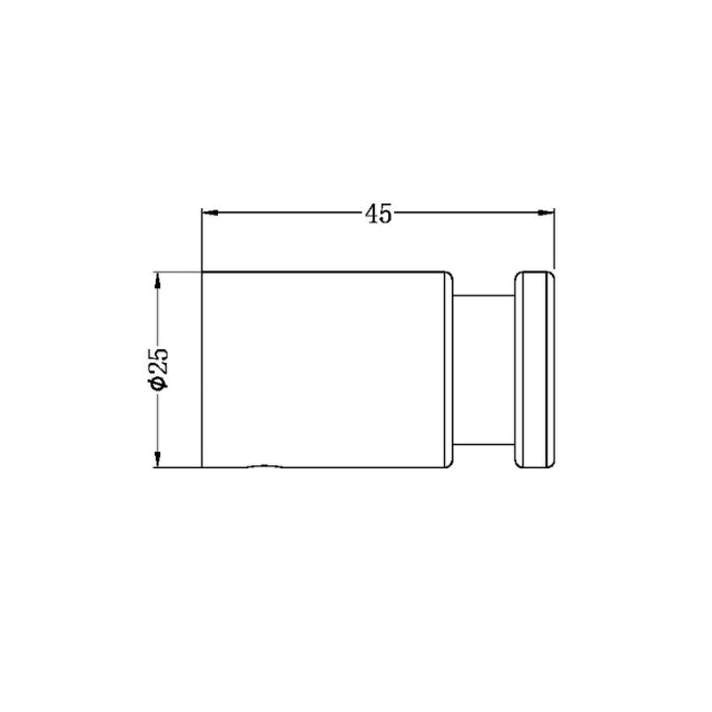 Technical Drawing Nero New Mecca Robe Hook Brushed Nickel NR2382BN | The Blue Space