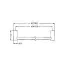 Technical Drawing Nero New Mecca Single Towel Rail 600mm Brushed Gold NR2324BG | The Blue Space