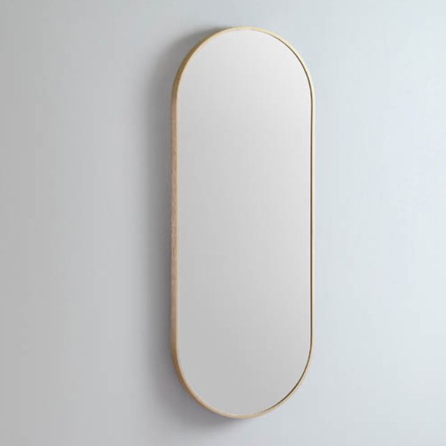 Remer Modern Oblong 1210mm aluminium framed mirror in Brushed Brass - The Blue Space