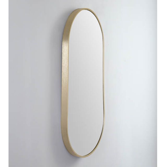 Remer Modern Oblong 910mm aluminium framed mirror in Brushed Brass - The Blue Space