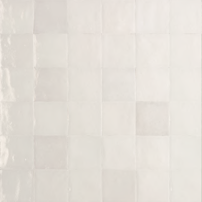 Snow White Ella Zellige Tile 100 x 100 x 10mm Spanish Ceramic Sample