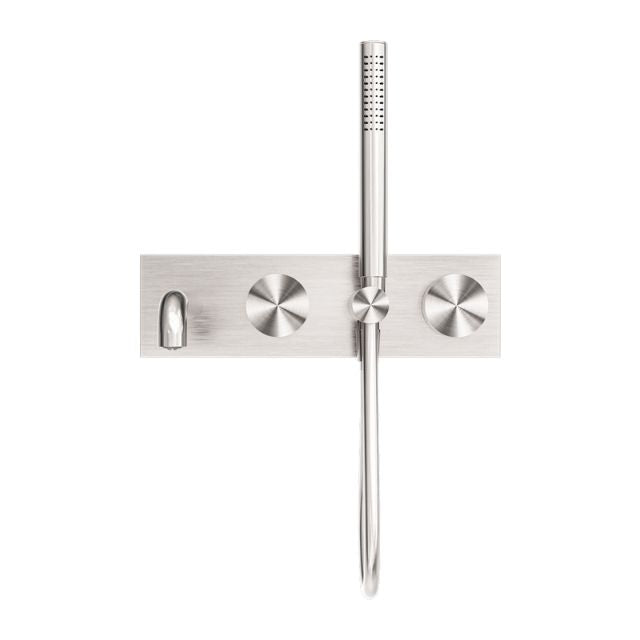 Front Nero Kara Progressive Shower System With Spout 230mm Brushed Nickel NR271903A230BN - The Blue Space