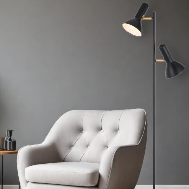 Telbix Hyvik 2 Light Floor Lamp E27 Black HYVIKFL2-BK - The Blue Space