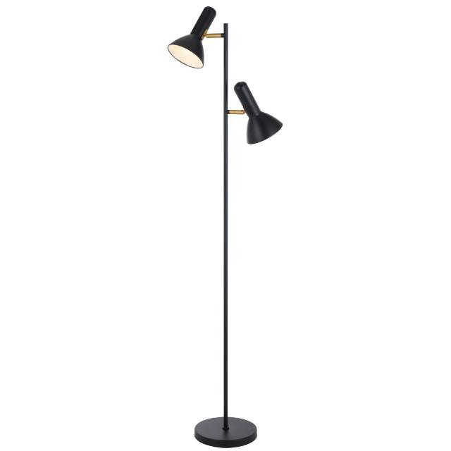 Telbix Hyvik 2 Light Floor Lamp E27 Black HYVIKFL2-BK - The Blue Space