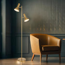 Telbix Hyvik 2 Light Floor Lamp E27 Brass HYVIKFL2-BRS - The Blue Space