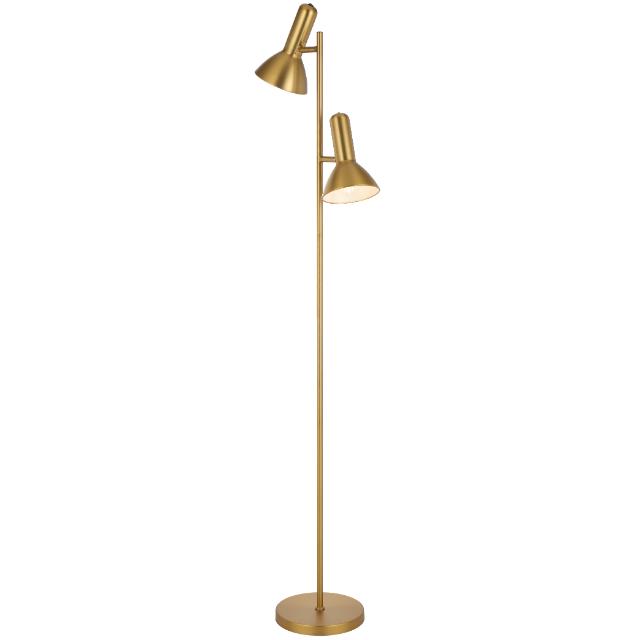 Telbix Hyvik 2 Light Floor Lamp E27 Brass HYVIKFL2-BRS - The Blue Space