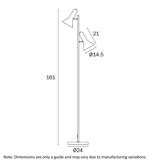 Telbix Hyvik 2 Light Floor Lamp E27 Dimensions - The Blue Space