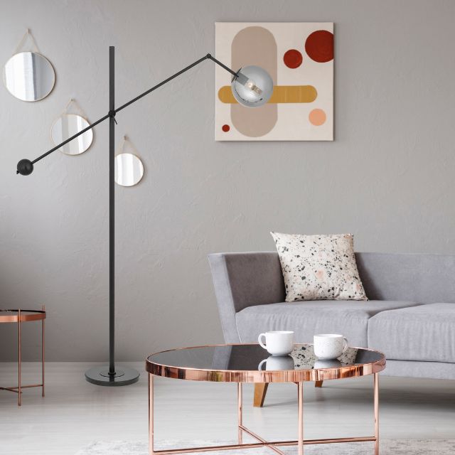 Telbix Kemi Floor Lamp E27 Black KEMIFL-BKSM - The Blue Space