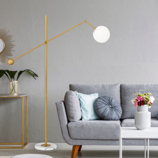 Telbix Kemi Floor Lamp E27 Gold KEMIFL-GDOP - The Blue Space