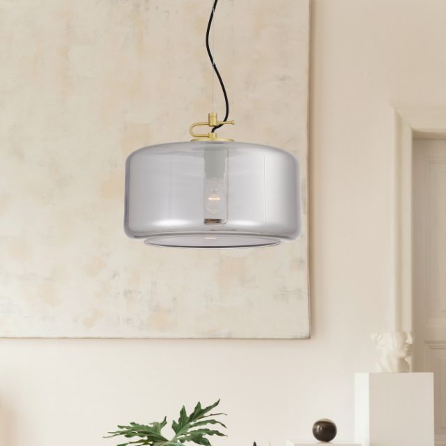 Telbix Korova Large Pendant Light E27 Smoke KOROVAPEL-BRSSM - The Blue Space