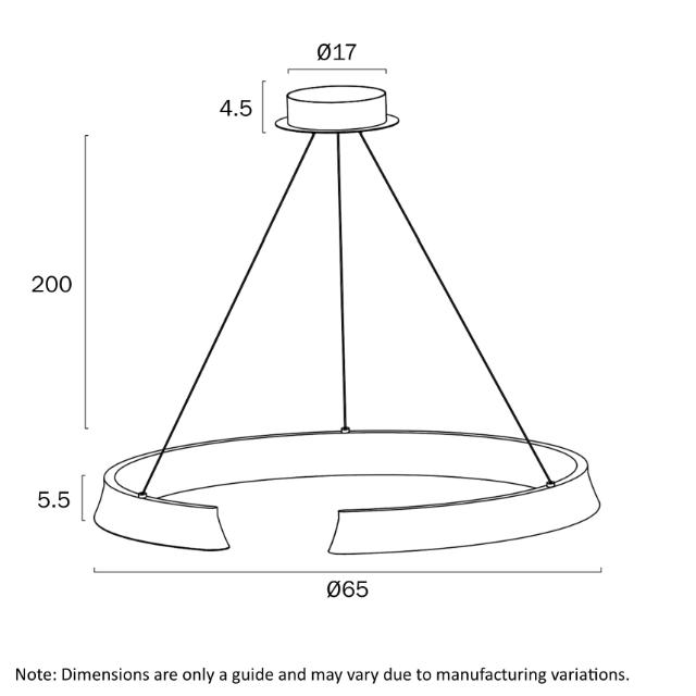 Telbix Lucid Pendant Light Round LED Dimensions - The Blue Space