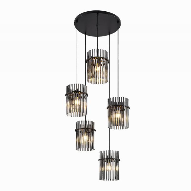 Telbix Quilo 5 Light Pendant Light E27  QUILOPE5-BKSM - The Blue Space