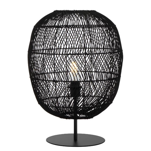 Telbix Rana 40cm Table E27 Black Rattan RANATL40BK - The Blue Space