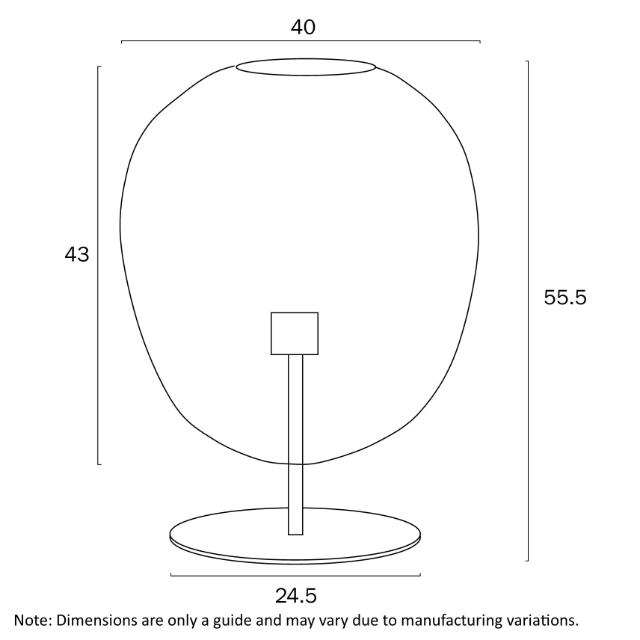 Telbix Rana 40cm Table E27 Dimensions - The Blue Space