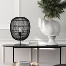 Telbix Rana 50cm Table E27 Black Rattan RANATL50BK - The Blue Space