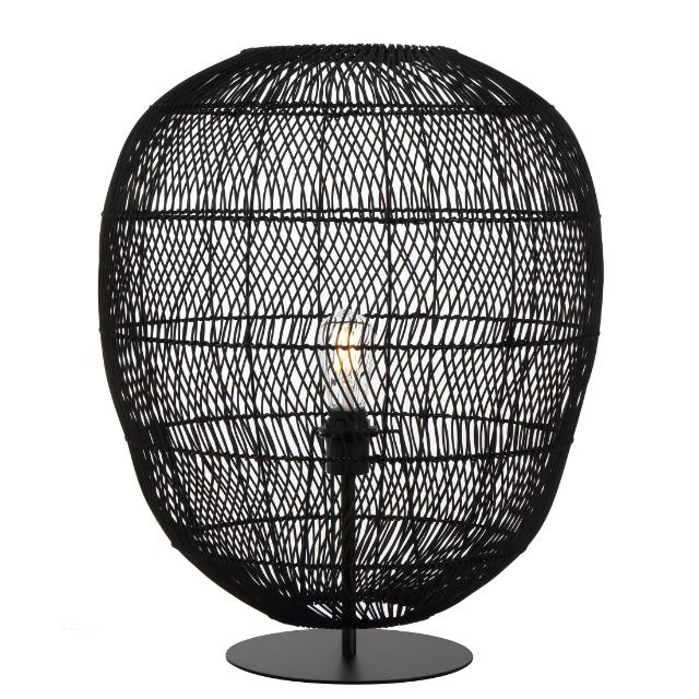 Telbix Rana 50cm Table E27 Black Rattan RANATL50BK - The Blue Space