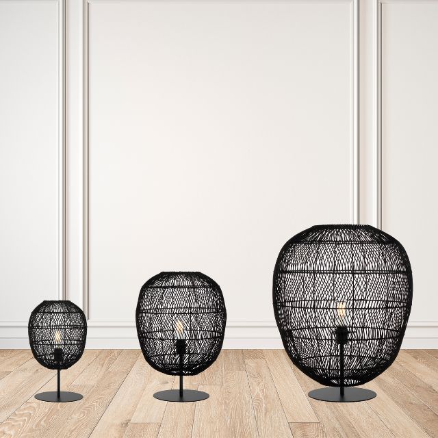 Telbix Rana Table E27 Black Rattan - The Blue Space