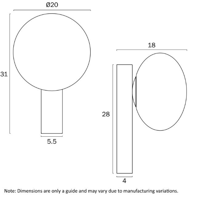 Telbix Skyla Touch Wall Light E14 Dimensions - The Blue Space