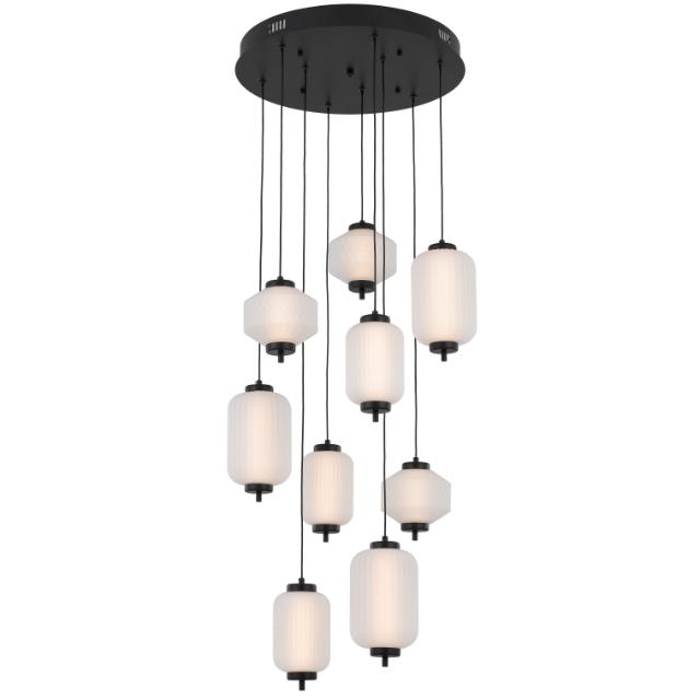 Telbix Torso 9 Light Pendant Led Black TORSOPE9-BK - The Blue Space