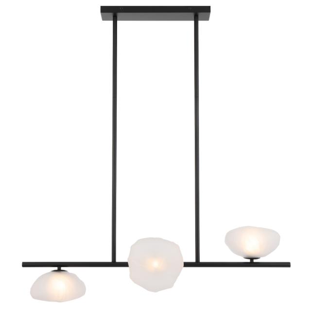 Telbix Zecca 3 Light Horizontal Pendant Light G9 Black Frost ZECCAPE3H-BKFR - The Blue Space