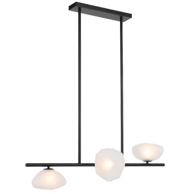 Telbix Zecca 3 Light Horizontal Pendant Light G9 Black Frost ZECCAPE3H-BKFR - The Blue Space