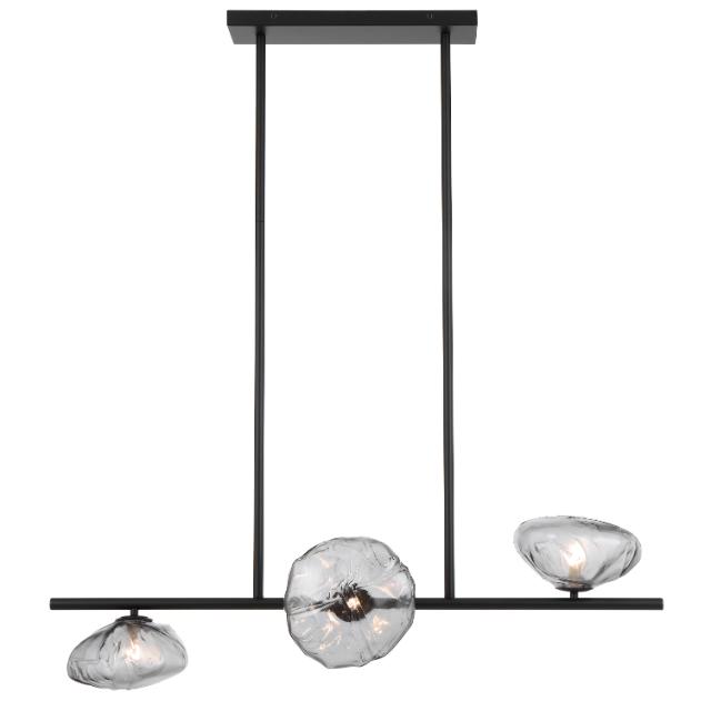 Telbix Zecca 3 Light Horizontal Pendant Light G9 Black Smoke ZECCAPE3H-BKSM - The Blue Space