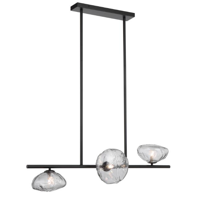 Telbix Zecca 3 Light Horizontal Pendant Light G9 Black Smoke ZECCAPE3H-BKSM - The Blue Space