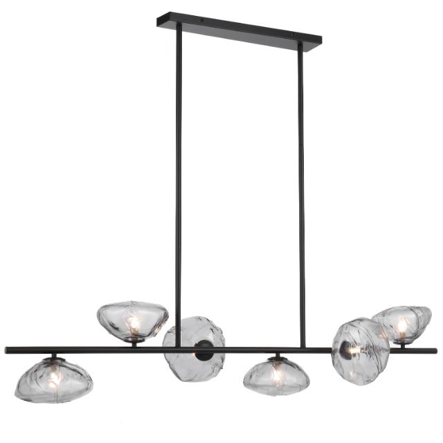 Telbix Zecca 6 Light Pendant Light G9 Black Smoke ZECCAPE6-BKSM - The Blue Space