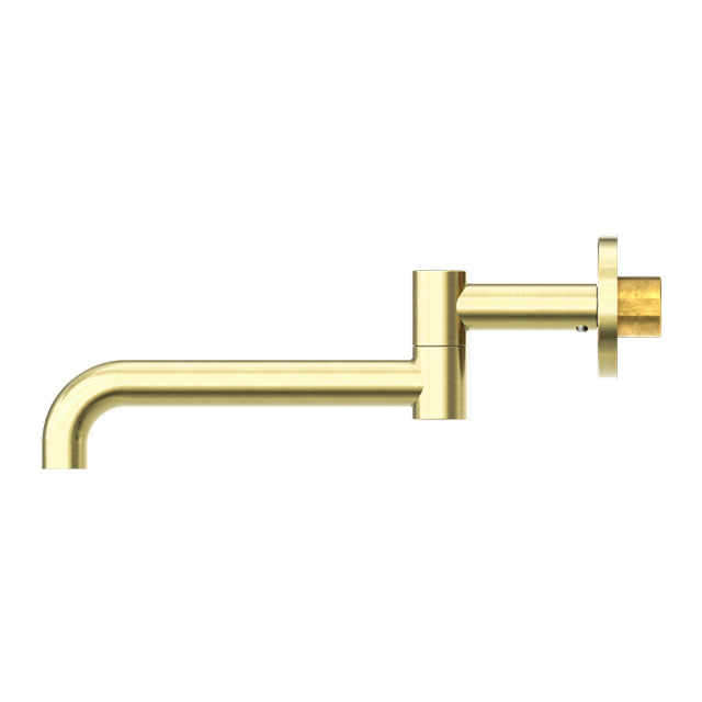 Mecca Wall Mounted Swivel Basin/Bath Spout Only 225mm Brushed Gold side view | The Blue Space